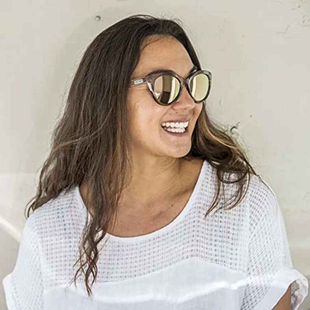 Suncloud Women's Transparent Taupe Frame Pink Gold Mirror Lens Polarized Cityscape Sunglasses - 2052950UG54JQ
