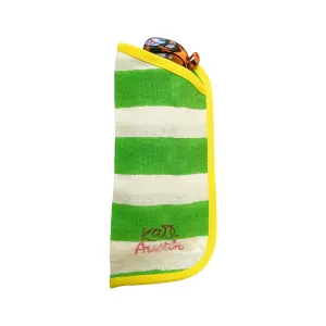 Sunglass Cover in Green Cabana Stripe with Yellow