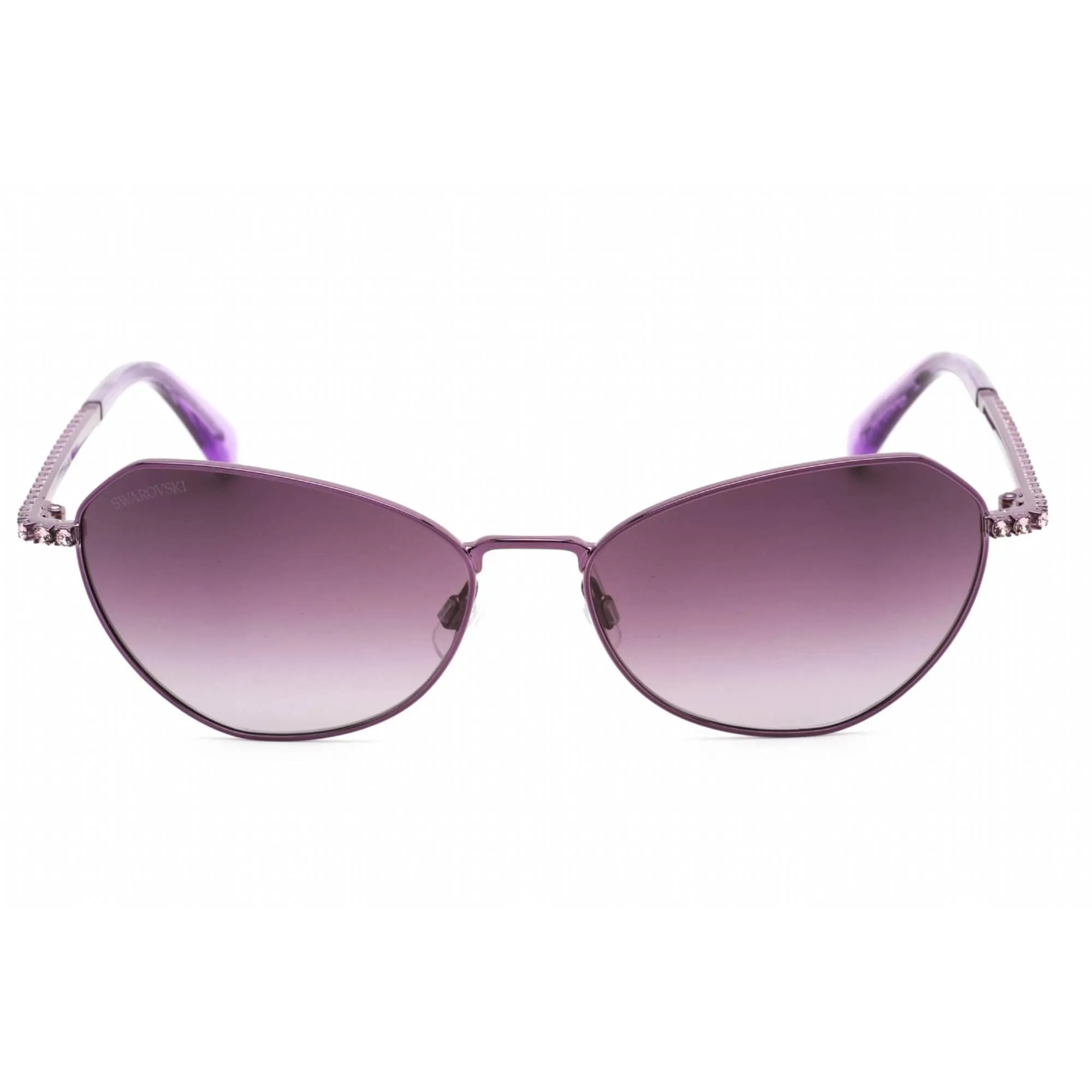 Swarovski Women's Sunglasses - Shiny Violet Metal Cat Eye Shape Frame | SK0386 81Z