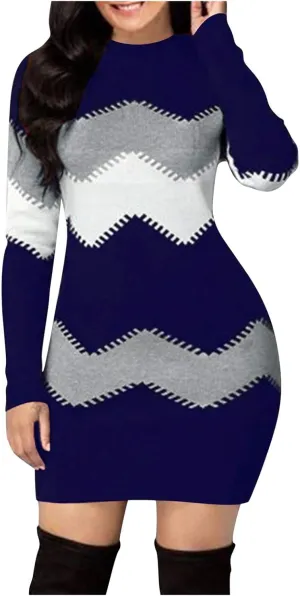 Sweater Dress Midi Turtleneck Home Lady Stretchable Elasticity Sweater Stretchable Elasticity