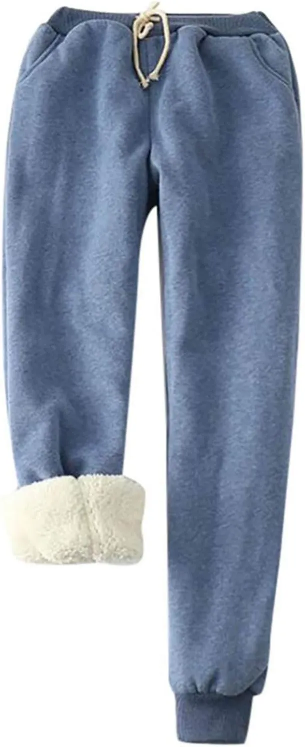 Sweatpants for Women Fleece Lined,Winter Warm Joggers High Waist Athletic Jogger Pants Thicken Outdoor Pants with Pocket