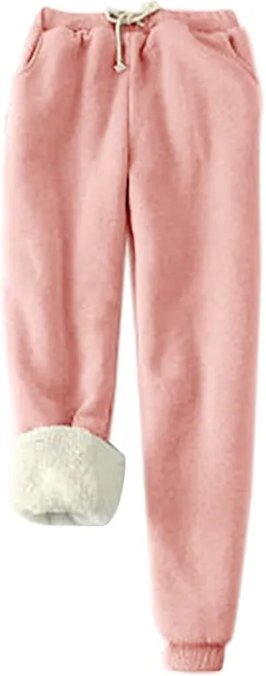 Sweatpants for Women Fleece Lined,Winter Warm Joggers High Waist Athletic Jogger Pants Thicken Outdoor Pants with Pocket