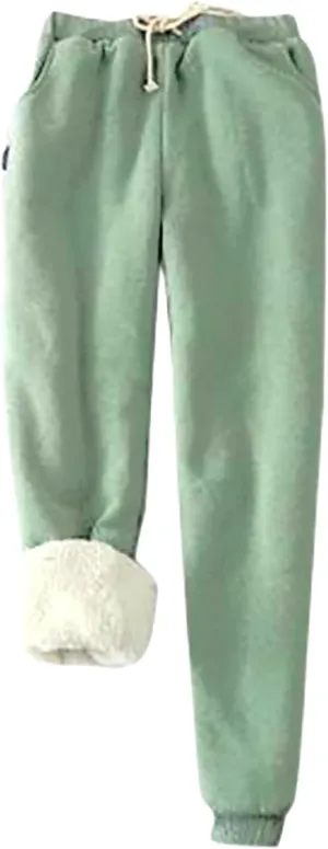 Sweatpants for Women Fleece Lined,Winter Warm Joggers High Waist Athletic Jogger Pants Thicken Outdoor Pants with Pocket
