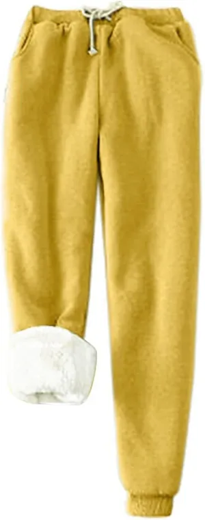 Sweatpants for Women Fleece Lined,Winter Warm Joggers High Waist Athletic Jogger Pants Thicken Outdoor Pants with Pocket