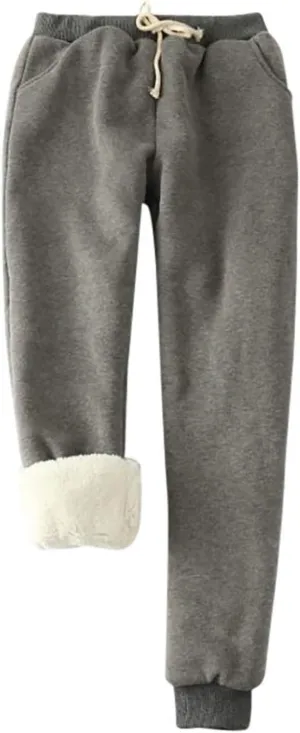 Sweatpants for Women Fleece Lined,Winter Warm Joggers High Waist Athletic Jogger Pants Thicken Outdoor Pants with Pocket