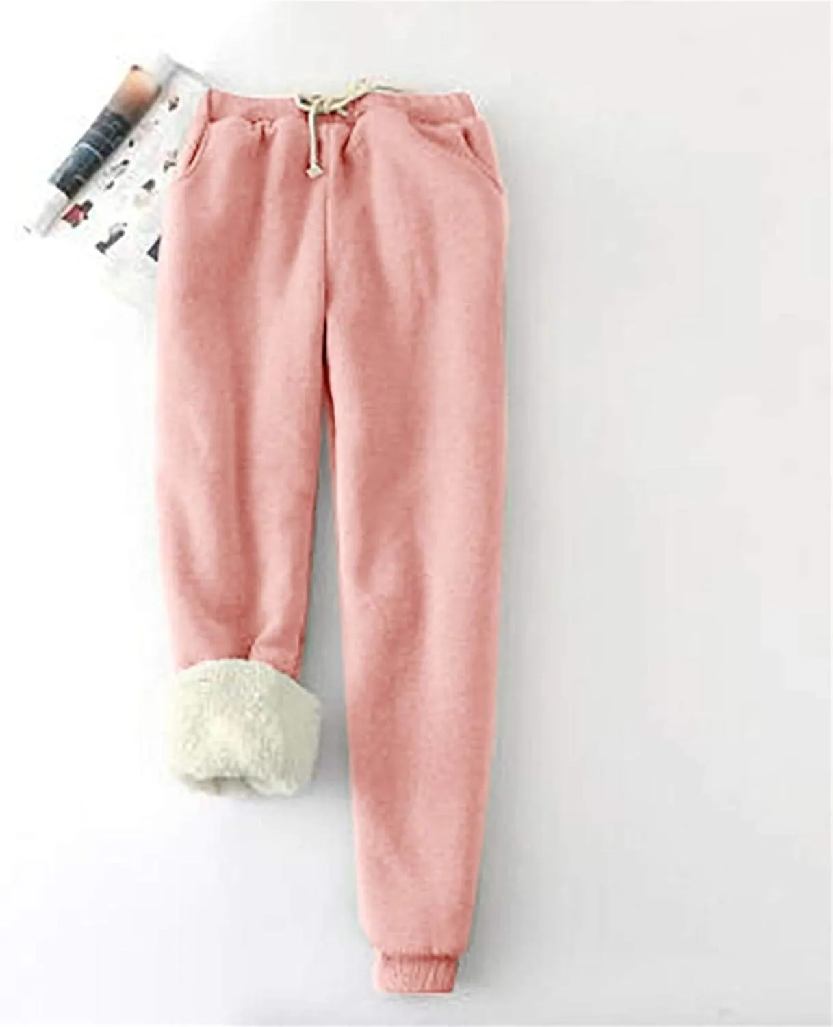 Sweatpants for Women Fleece Lined,Winter Warm Joggers High Waist Athletic Jogger Pants Thicken Outdoor Pants with Pocket