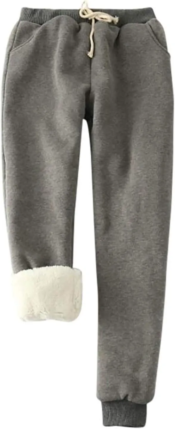 Sweatpants for Women Fleece Lined,Winter Warm Joggers High Waist Athletic Jogger Pants Thicken Outdoor Pants with Pocket