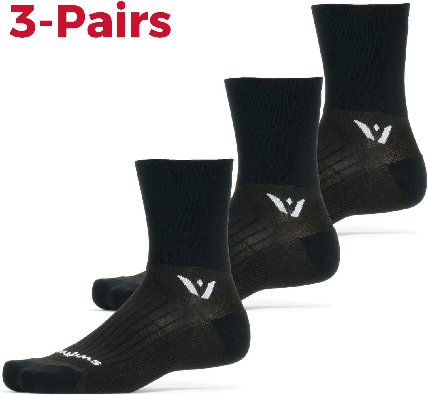 Swiftwick - PERFORMANCE FOUR (3 Pairs) Trail Running & Cycling Socks, Max Durability