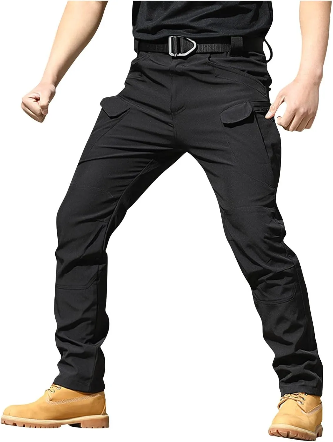 Tactical Pants for Men Waterproof Straight Leg Lightweight Cargo Pants Hiking Baggy Cargo Pants with Pockets