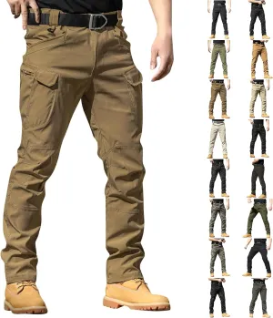 Tactical Pants for Men Waterproof Straight Leg Lightweight Cargo Pants Hiking Baggy Cargo Pants with Pockets
