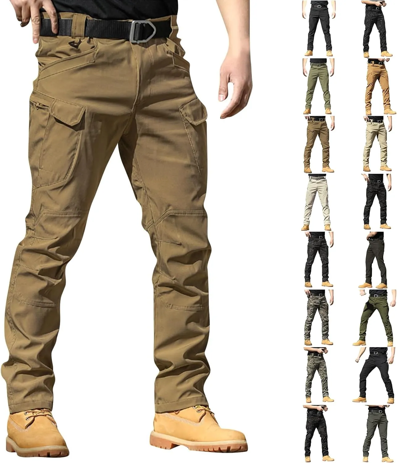Tactical Pants for Men Waterproof Straight Leg Lightweight Cargo Pants Hiking Baggy Cargo Pants with Pockets