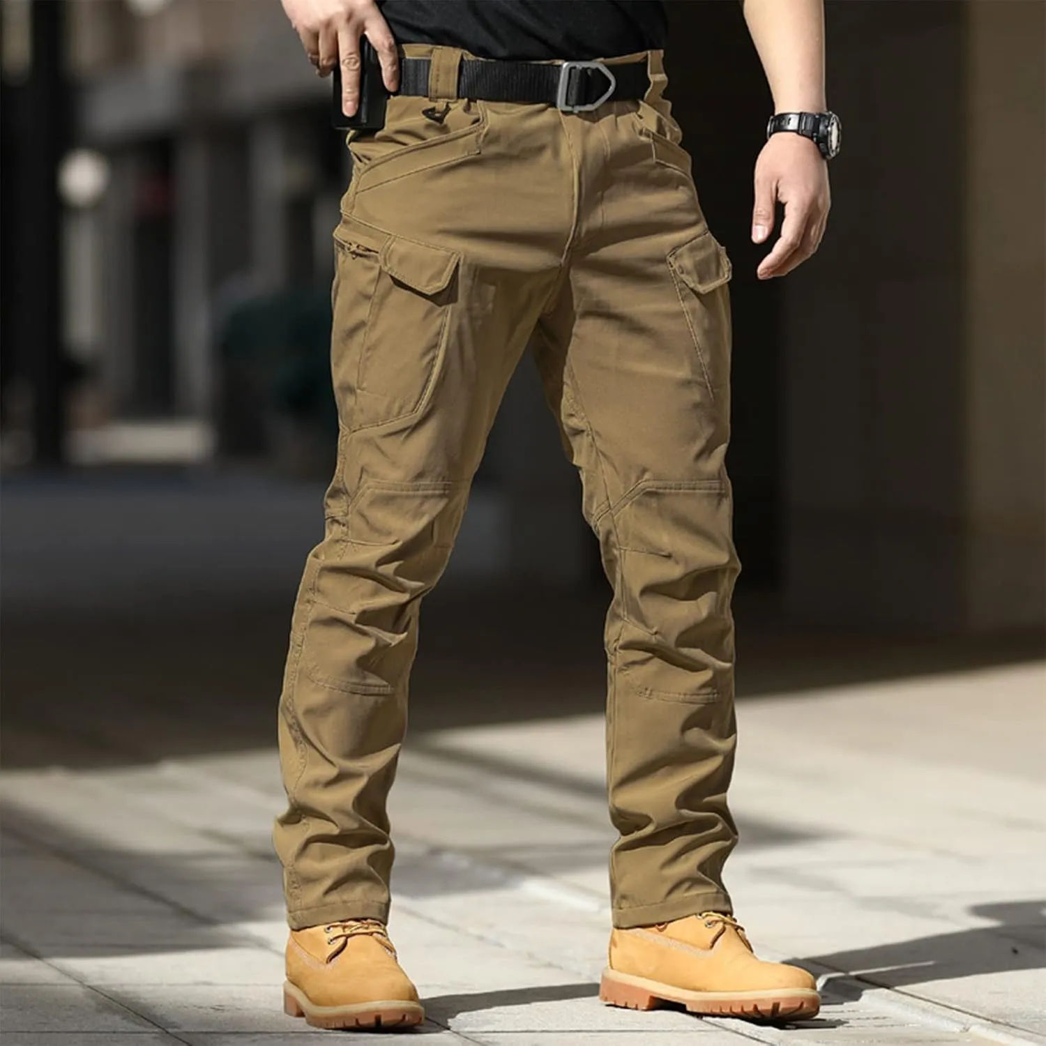 Tactical Pants for Men Waterproof Straight Leg Lightweight Cargo Pants Hiking Baggy Cargo Pants with Pockets