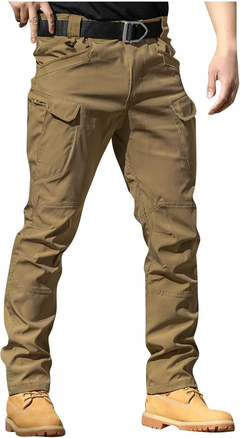Tactical Pants for Men Waterproof Straight Leg Lightweight Cargo Pants Hiking Baggy Cargo Pants with Pockets