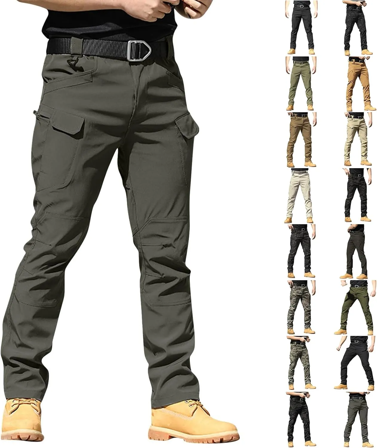 Tactical Pants for Men Waterproof Straight Leg Lightweight Cargo Pants Hiking Baggy Cargo Pants with Pockets
