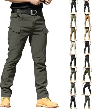 Tactical Pants for Men Waterproof Straight Leg Lightweight Cargo Pants Hiking Baggy Cargo Pants with Pockets