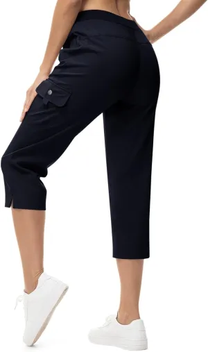 TBMPOY Women's Capri Pants Lightweight Quick Dry Hiking Cargo Pockets Casual Water Resistant Travel Cropped Cotton
