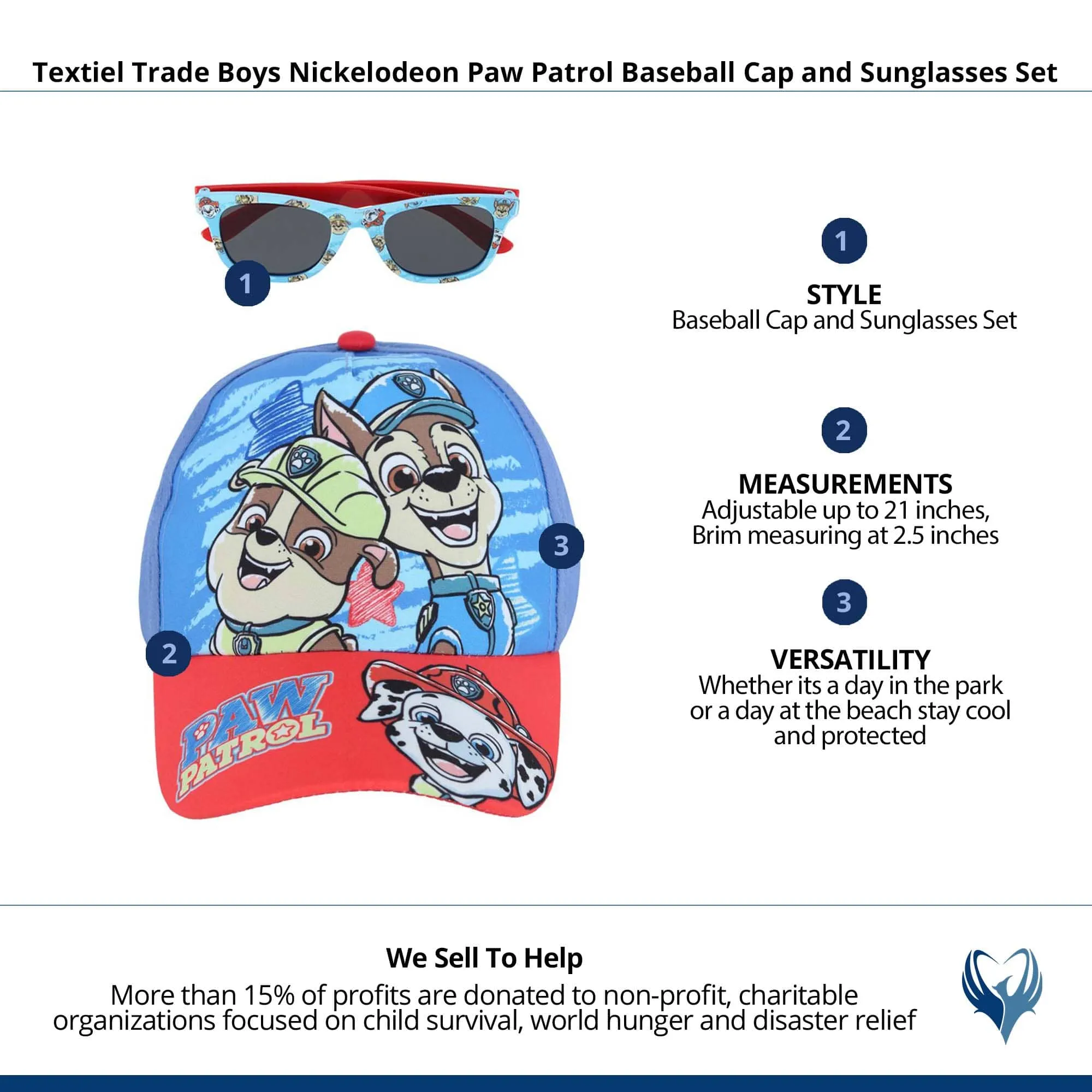Textiel Trade Boys Nickelodeon Paw Patrol Baseball Cap and Sunglasses Set