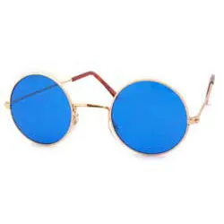 THE BLUES Gold Round Sunglasses