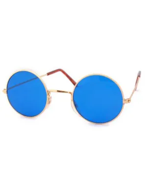 THE BLUES Gold Round Sunglasses