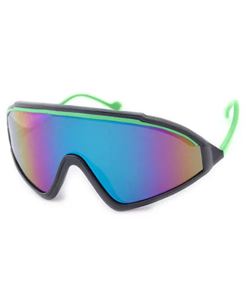 THE LIP Black/Green Shield Sunglasses