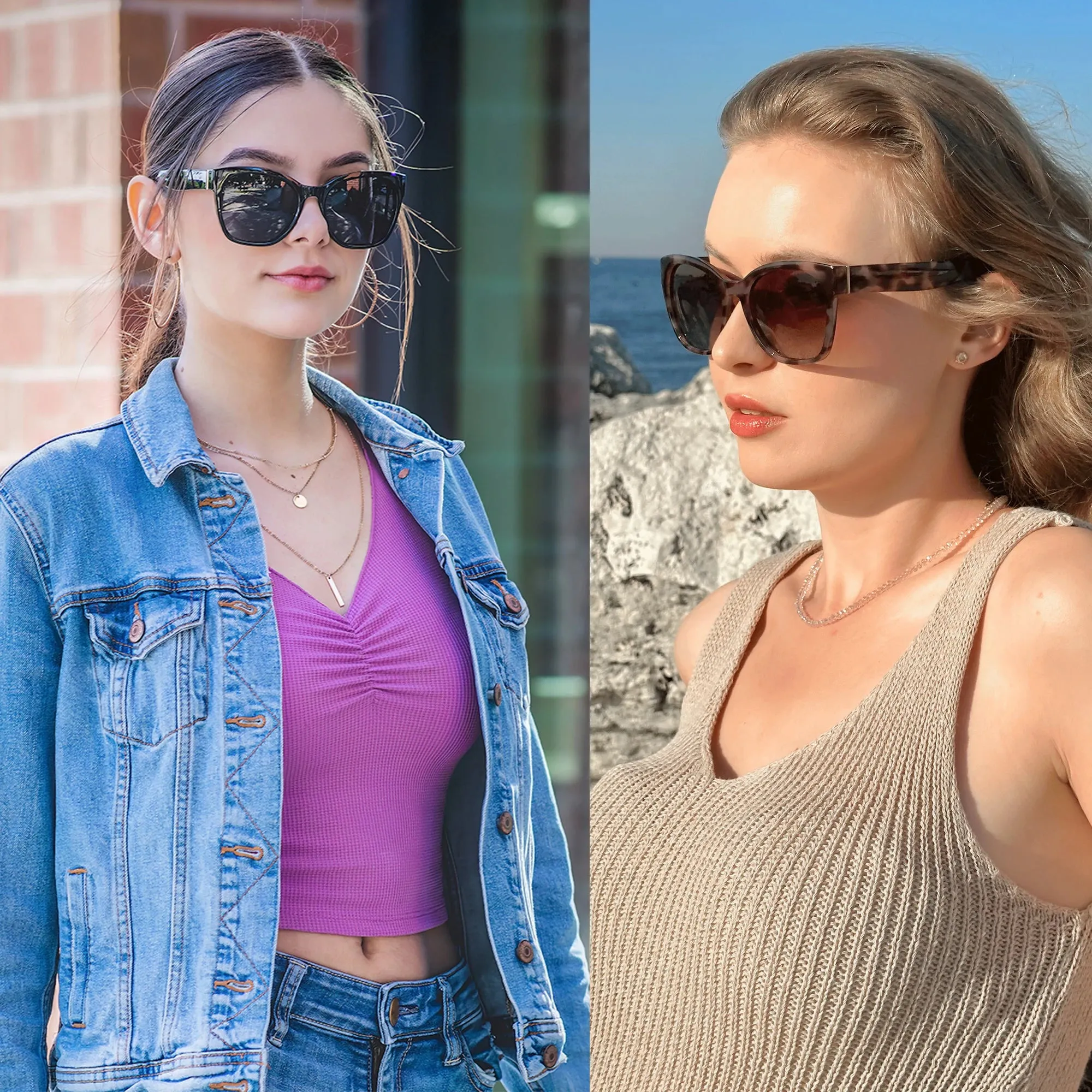 Thick Butterfly Frame Polarized Sunglasses for Women UV400 Protection