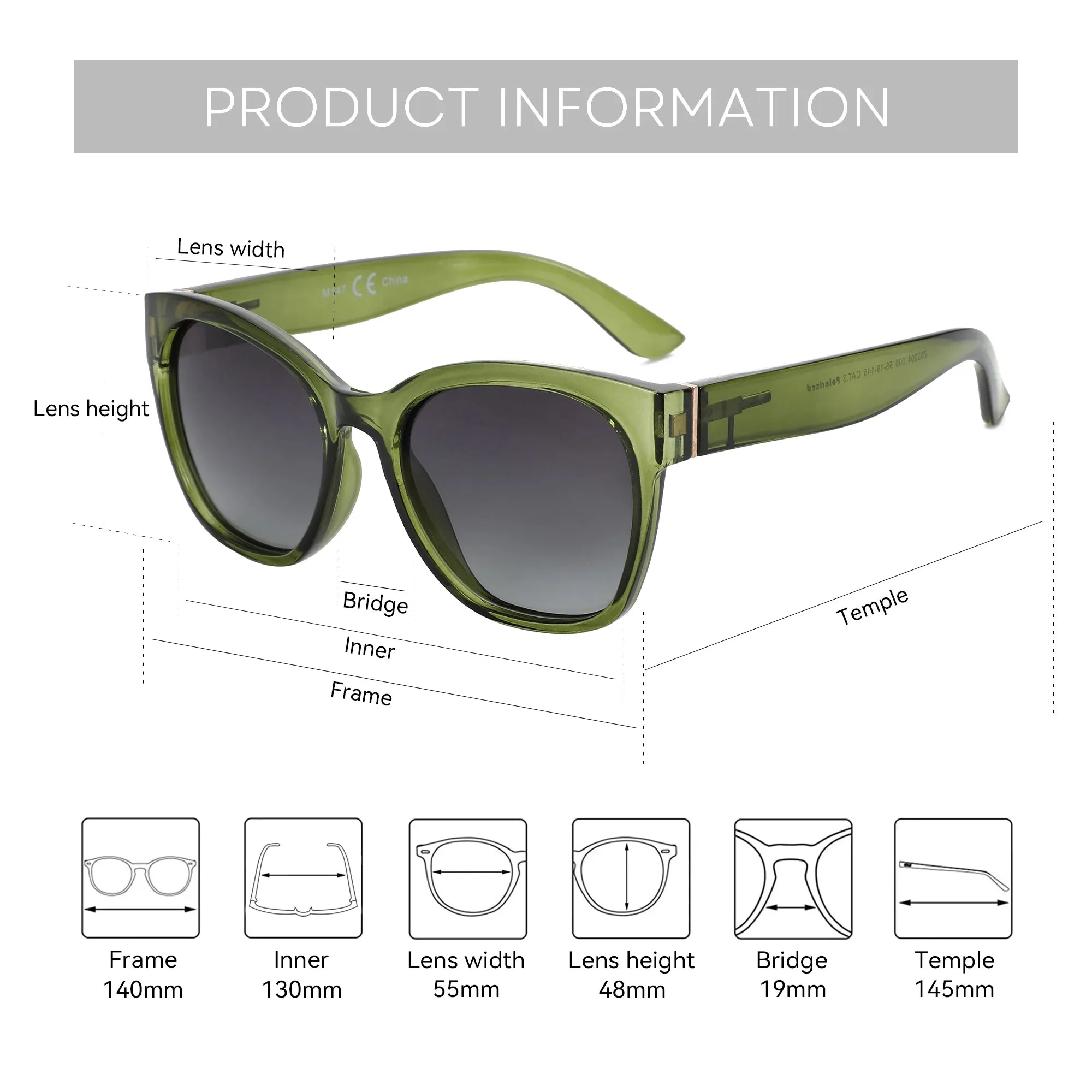 Thick Butterfly Frame Polarized Sunglasses for Women UV400 Protection