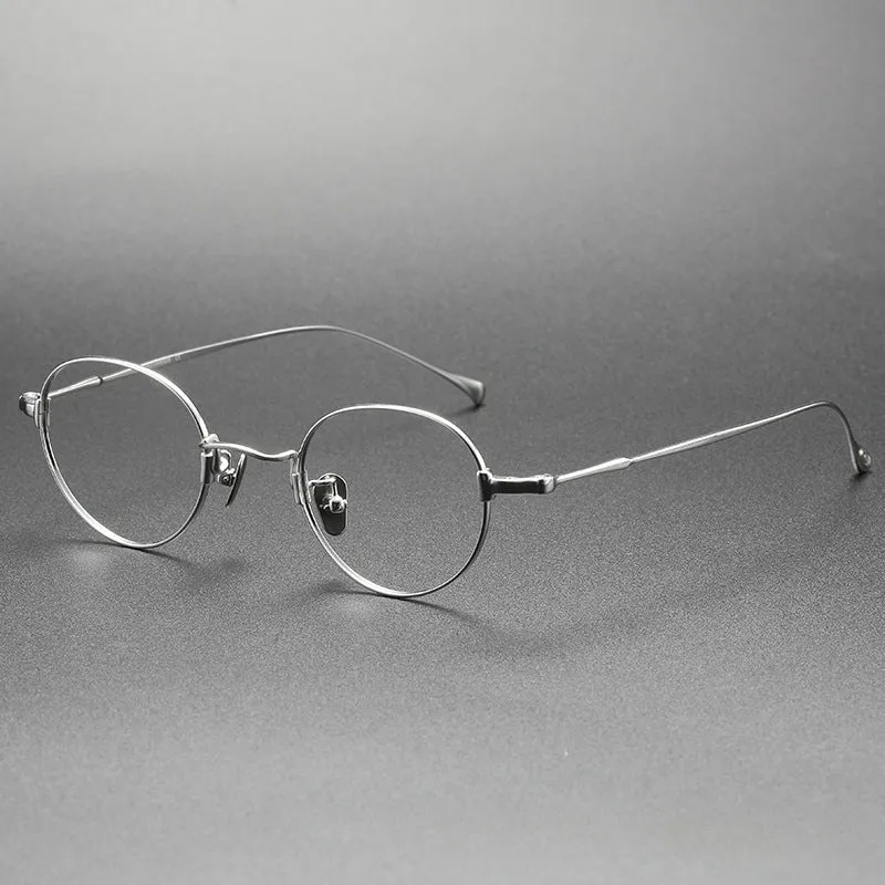 Titanium Vintage Oval Eyeglasses Frames KMN53