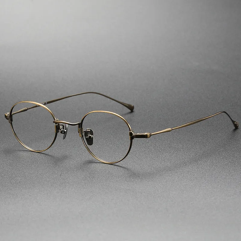 Titanium Vintage Oval Eyeglasses Frames KMN53