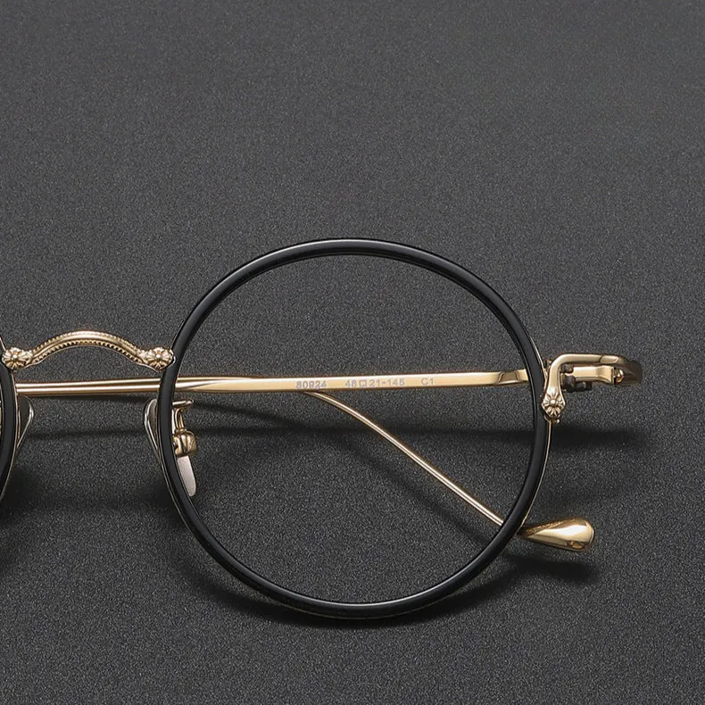 Titanium Vintage Round Eyeglasses Frames 80924