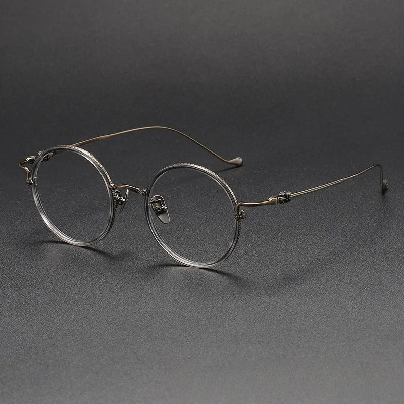 Titanium Vintage Round Eyeglasses Frames 80924