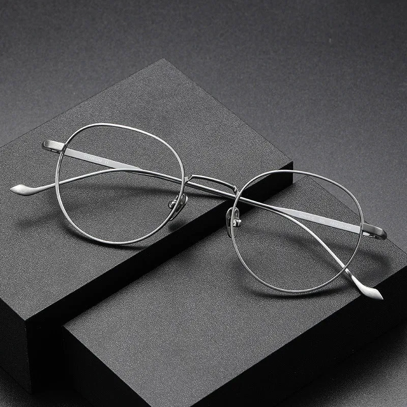 Titanium Vintage Round Eyeglasses Frames chord-C