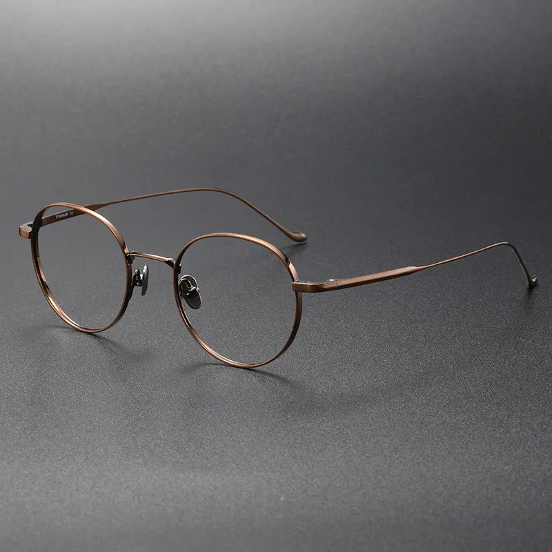 Titanium Vintage Round Eyeglasses Frames chord-C