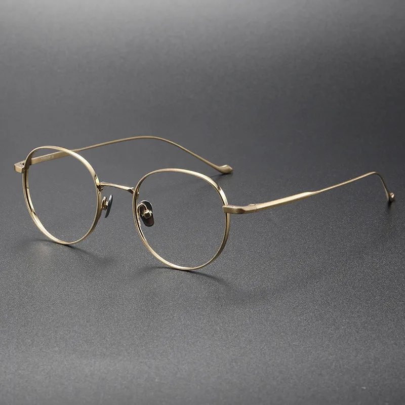 Titanium Vintage Round Eyeglasses Frames chord-C