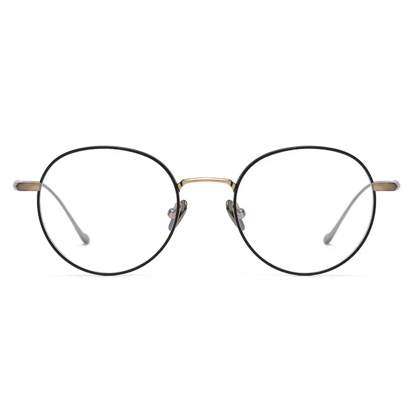 Titanium Vintage Round Eyeglasses Frames chord-C