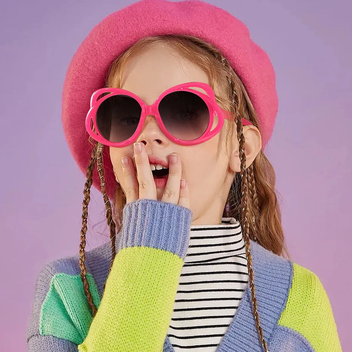 Toddler/kids Girl Sweet Style Hollow-Out Butterfly Frame Sunglasses (with Velvet Pouch)