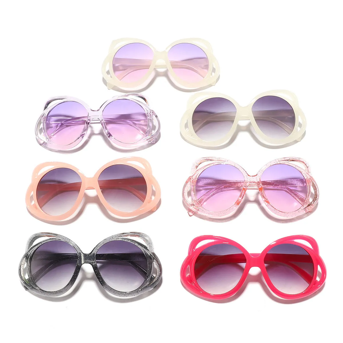 Toddler/kids Girl Sweet Style Hollow-Out Butterfly Frame Sunglasses (with Velvet Pouch)