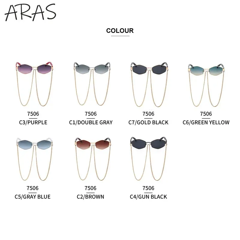 Trendy Retro Hexagon With Chain Sunglasses For Women
