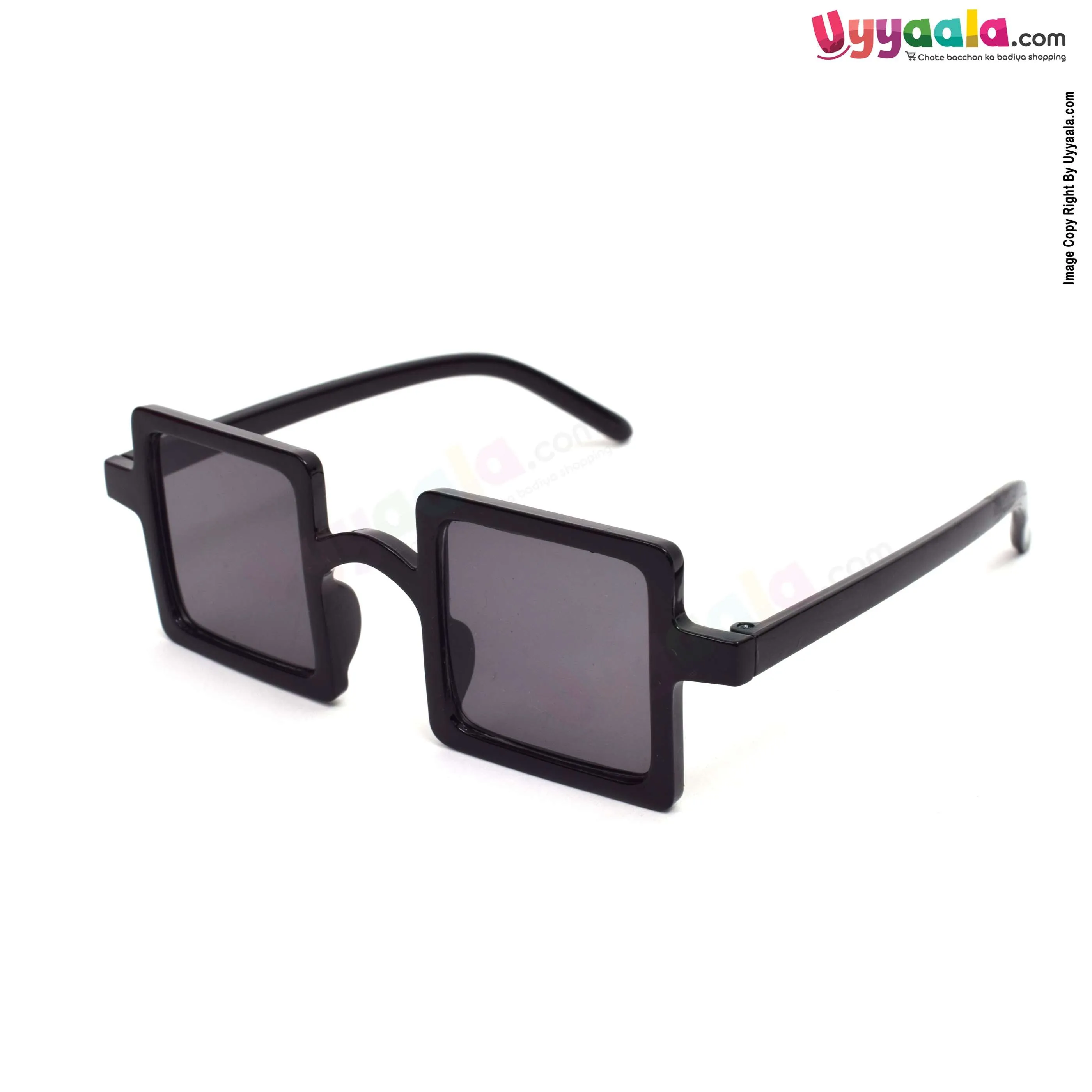 Trendy square shaped tinted sunglasses for kids - black, 2 - 12 years