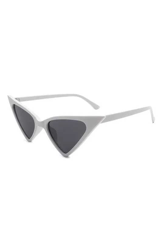 Triangle Cat Eye Sunglasses - White