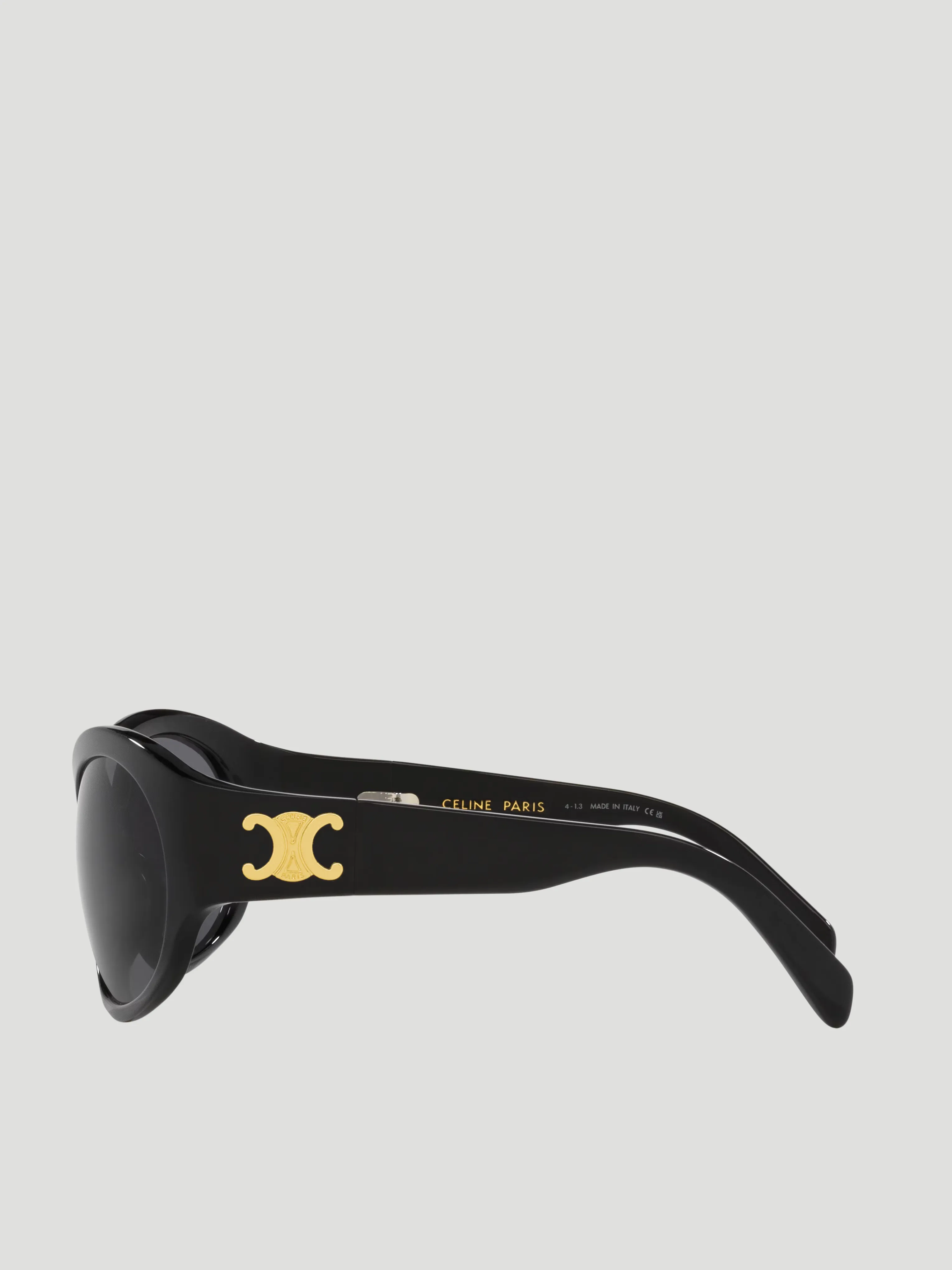 Triomphe Oversized Round-Frame Black Acetate Sunglasses