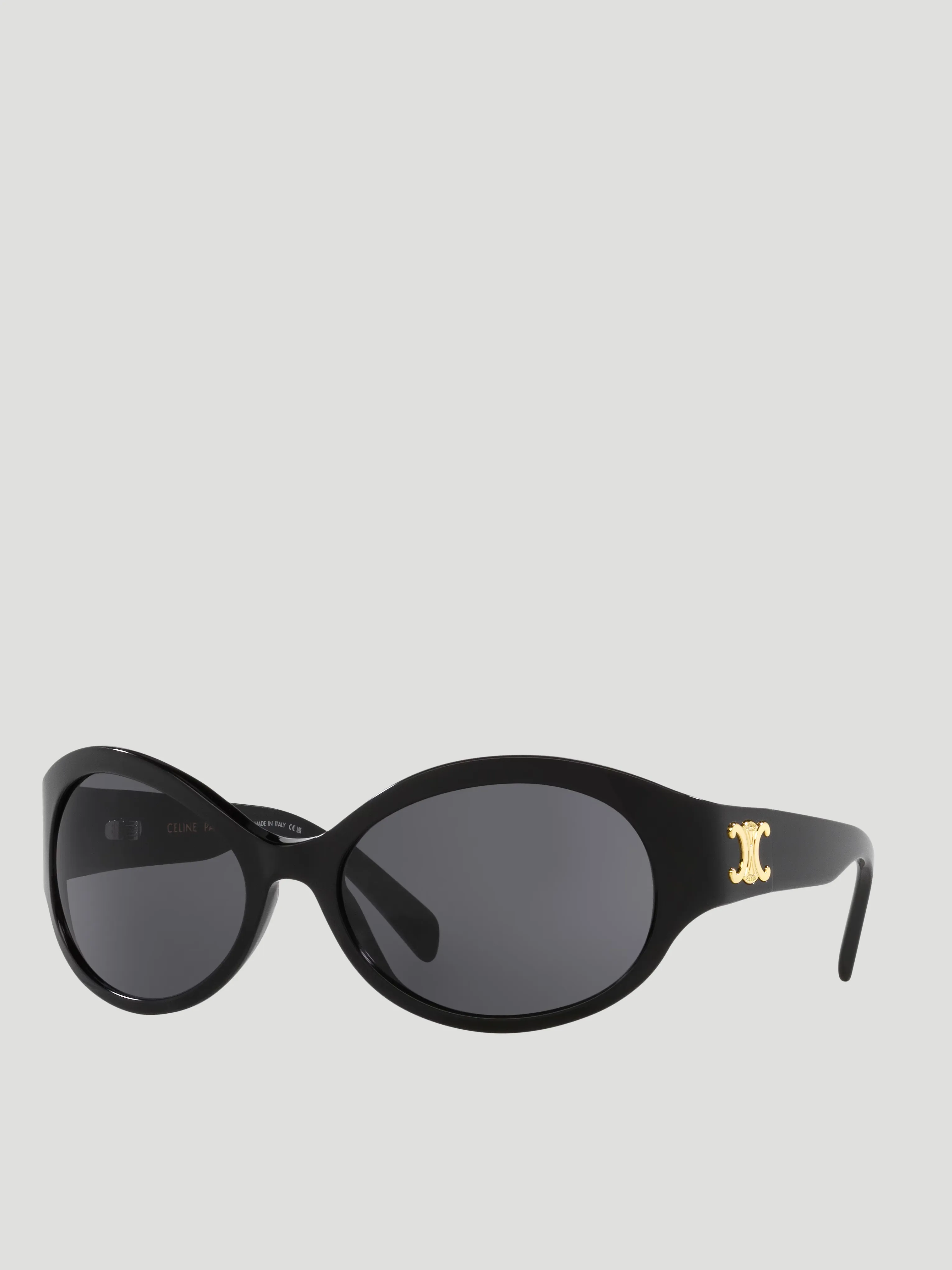 Triomphe Oversized Round-Frame Black Acetate Sunglasses