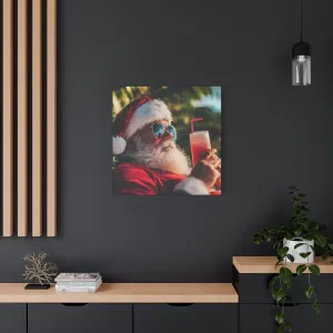 Tropical Santa Claus Canvas Art - Beach Vibes & Holiday Humor, Santa on the Beach - Fun Canvas Wall Decor for Christmas Lovers
