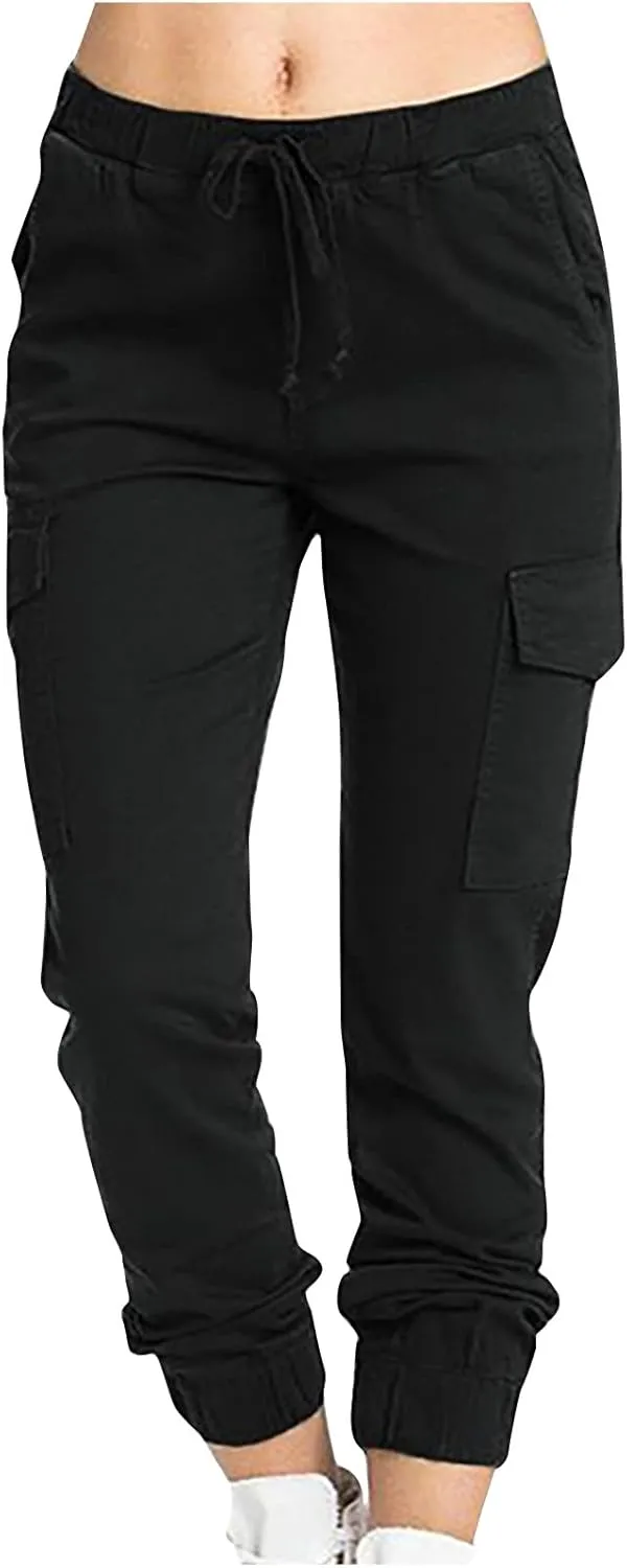 Uillui Military Women Cargo Pants Ripstop Multi-Pockets Corset Leg Bootleg Pant Low Waist Outdoor Hiking Tactical Cargo Pant