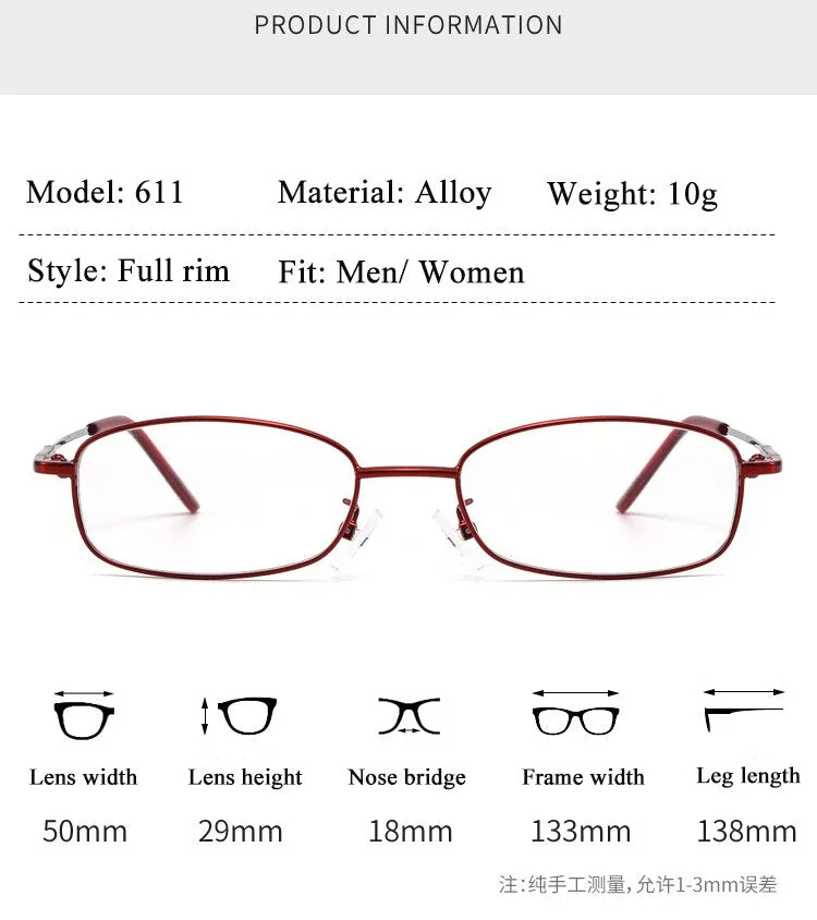 Unisex Full Rim Memory Alloy Frame Eyeglasses S611
