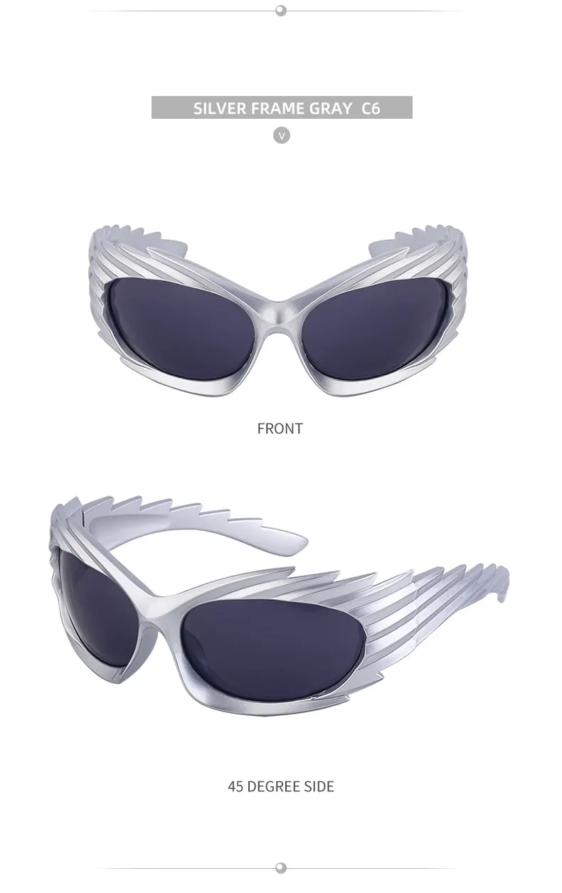 Unisex Punk Luxury Gradient UV400 Shades Rectangle Eyewear Sunglasses