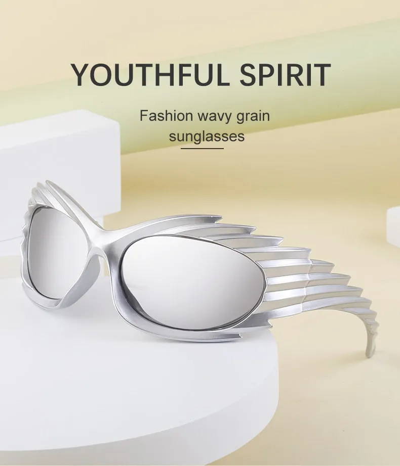 Unisex Punk Luxury Gradient UV400 Shades Rectangle Eyewear Sunglasses