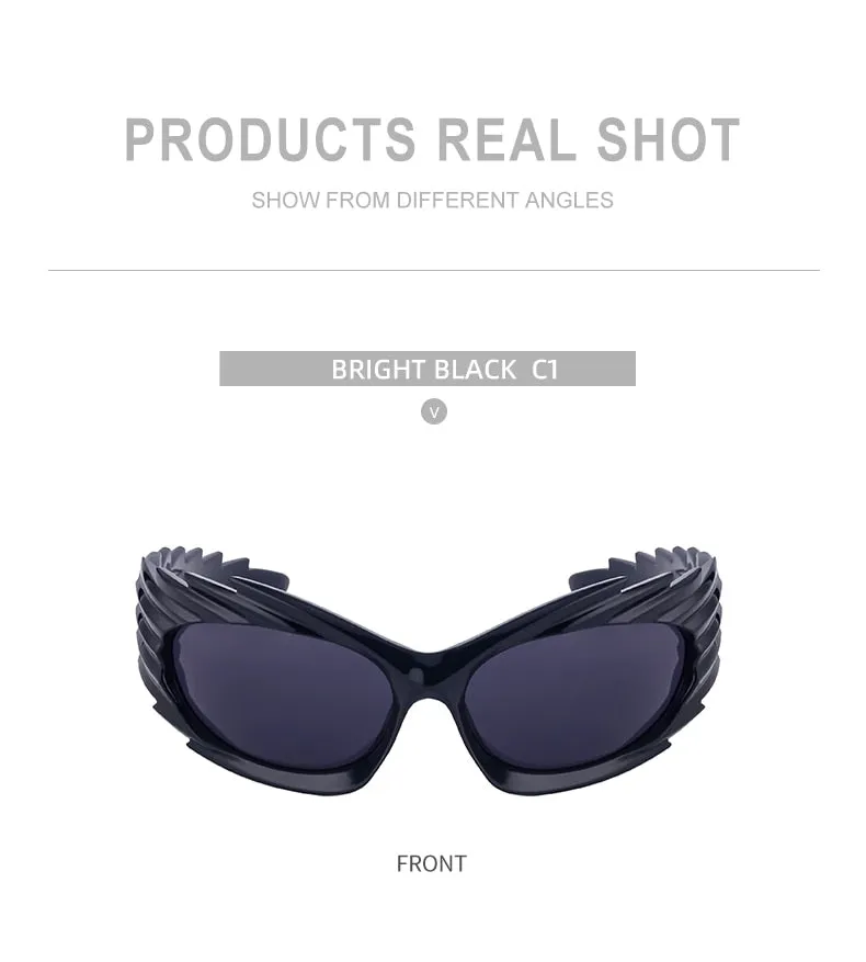 Unisex Punk Luxury Gradient UV400 Shades Rectangle Eyewear Sunglasses