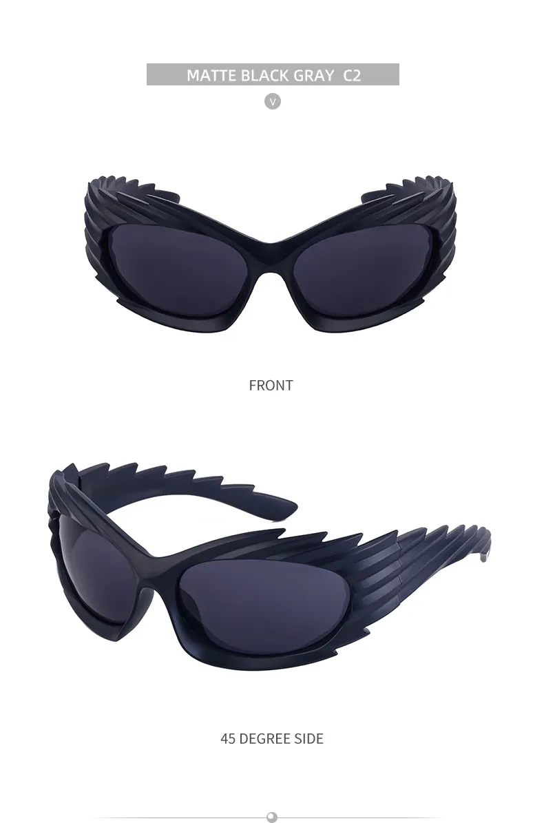 Unisex Punk Luxury Gradient UV400 Shades Rectangle Eyewear Sunglasses