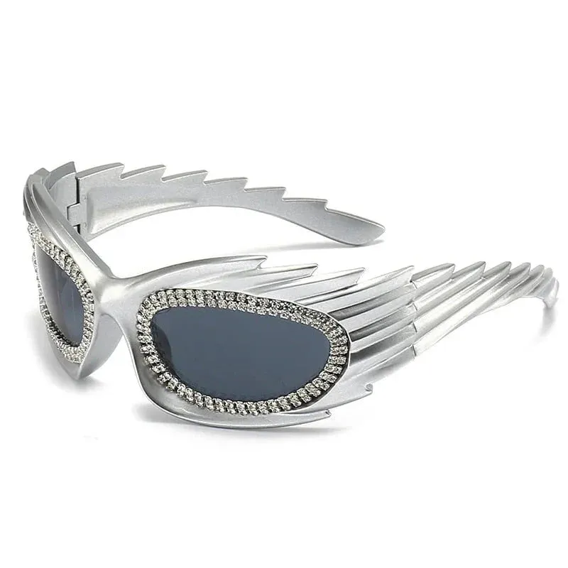 Unisex Punk Luxury Gradient UV400 Shades Rectangle Eyewear Sunglasses