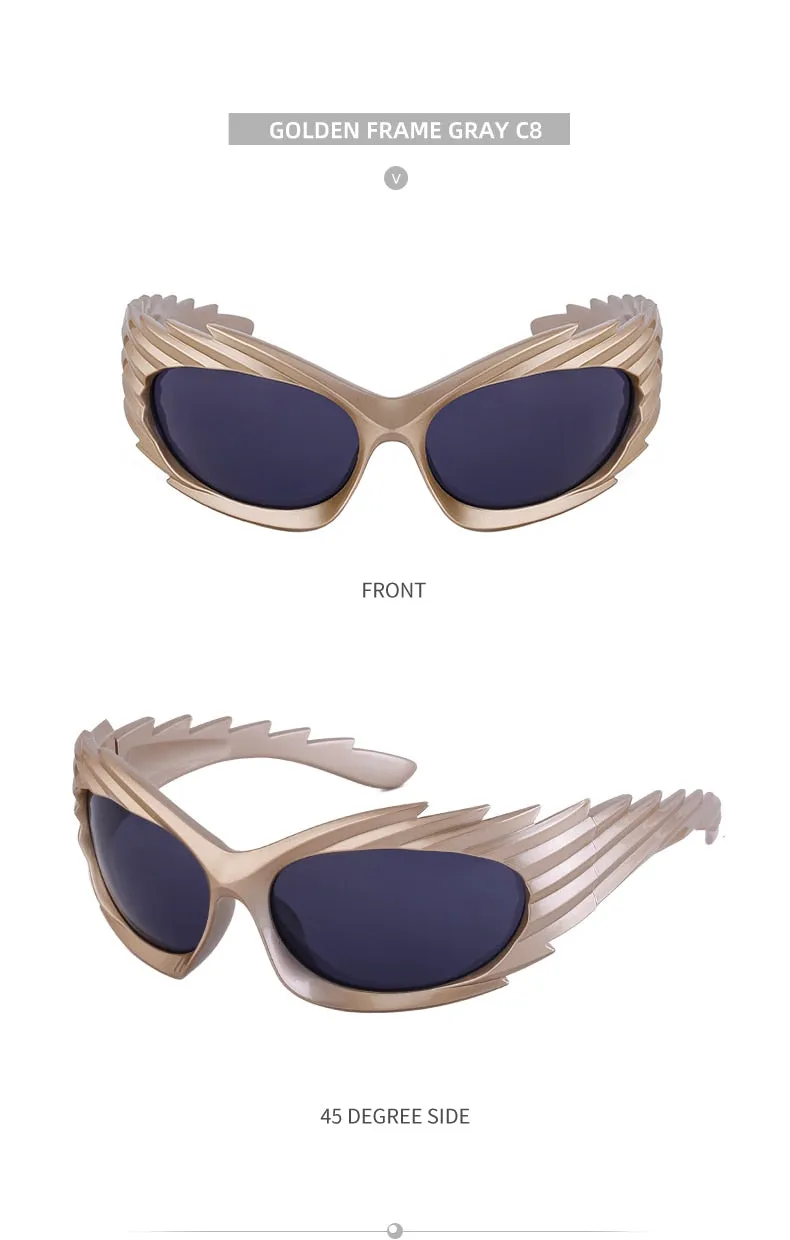 Unisex Punk Luxury Gradient UV400 Shades Rectangle Eyewear Sunglasses